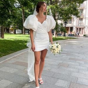 Bridal Puff Sleeve Dress